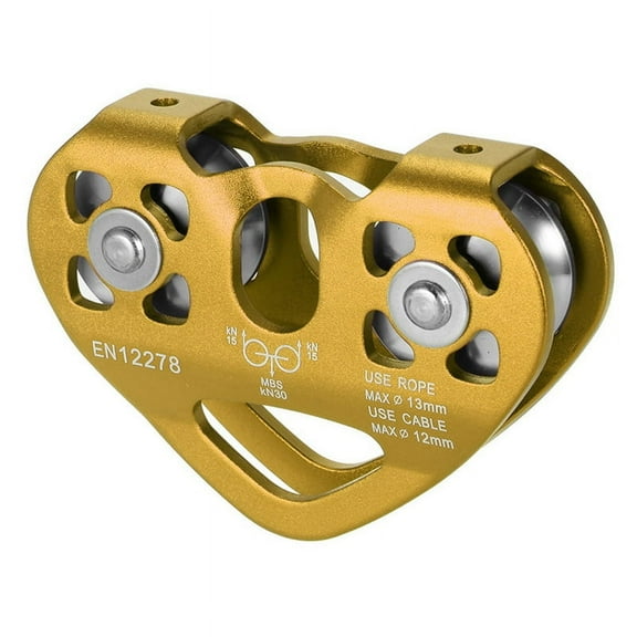 30kN Cable Trolley Pulley with Ball Bearing Climbing Caving Aloft Work Rescue Gold