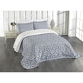 thumbnail image 3 of Ambesonne Moroccan Quilted Bedspread Set 3 Pcs, Azulejo Ceramic Motif, Queen Size, Blue Cream Marigold, 3 of 5