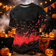 thumbnail image 2 of Halloween Corduroy Shirt for Men Spooky Bat Print Short Sleeve Graphic Tees Halloween Costumes Red 4XL, 2 of 7