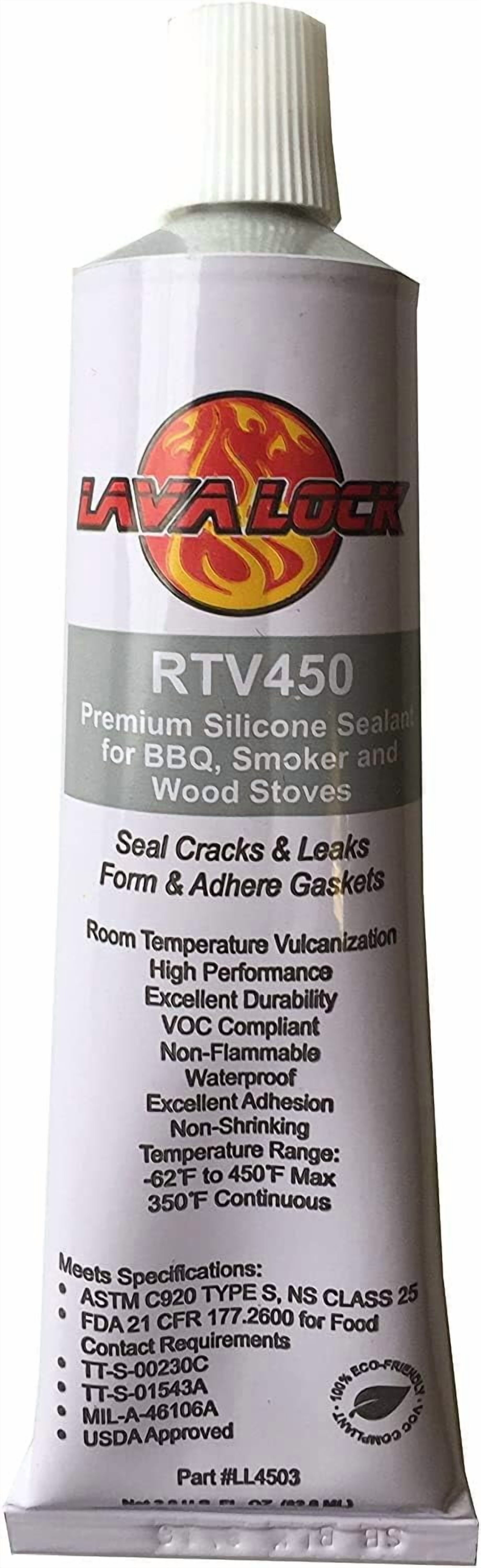 LavaLock® Food Safe BBQ Grade Adhesive Grill Smoker High Temp RTV Silicon - Clear 3 Ounce