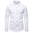 thumbnail image 2 of pstuiky camisas de manga larga para hombre, Camisa blusa informal de manga larga con cuello vuelto y botones lisos a la moda para hombre camisetas de hombre m, 2 of 7