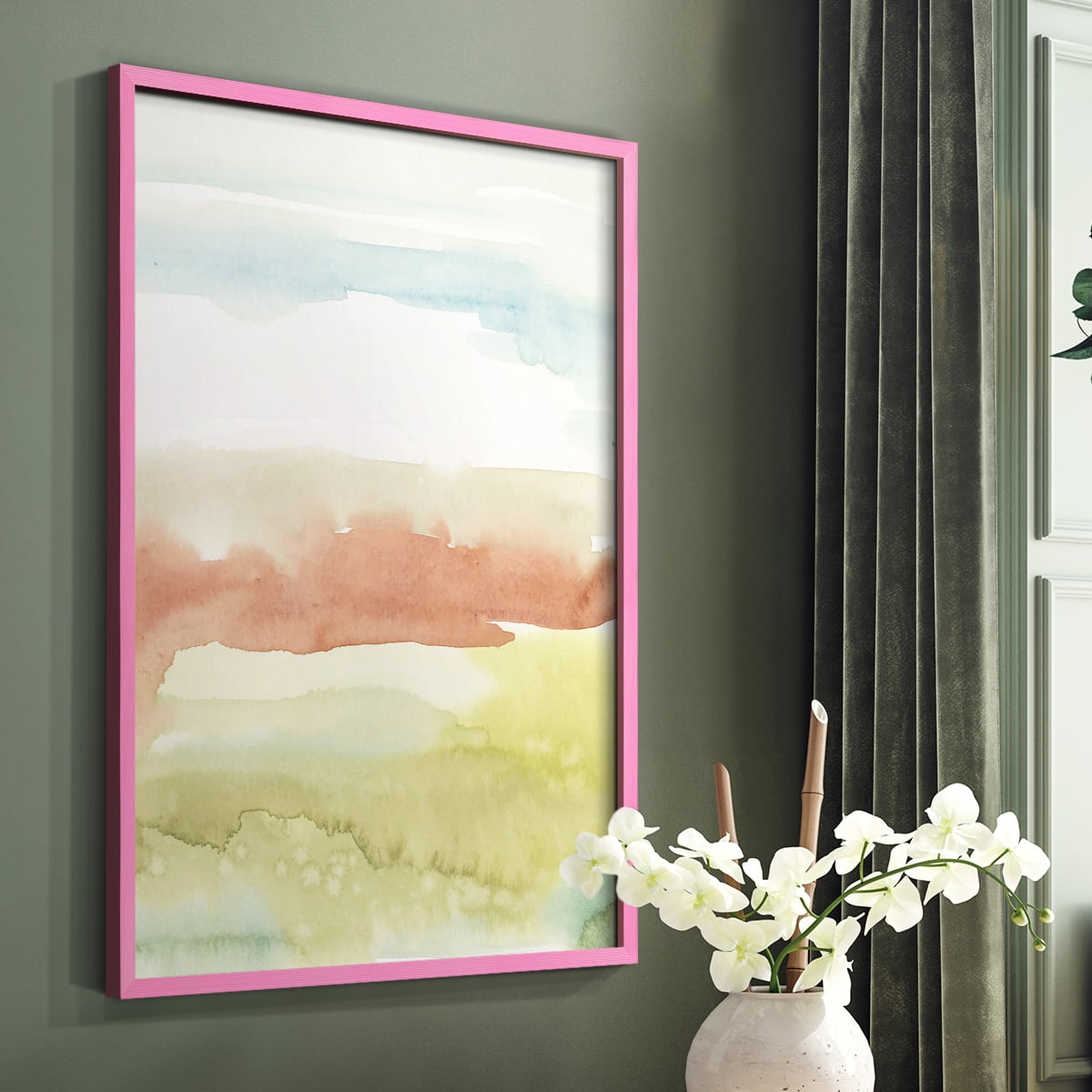 Blushing Sunrise II Framed Print in Pink Solid Wood Framed Print No Nail Hanging