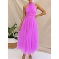 thumbnail image 2 of Women’s Long Dresses Backless Bodycon Adjustable Tie Halter Neck Cocktail Dresses Tulle High Waist Solid Sun Dress for Party Wedding, 2 of 5