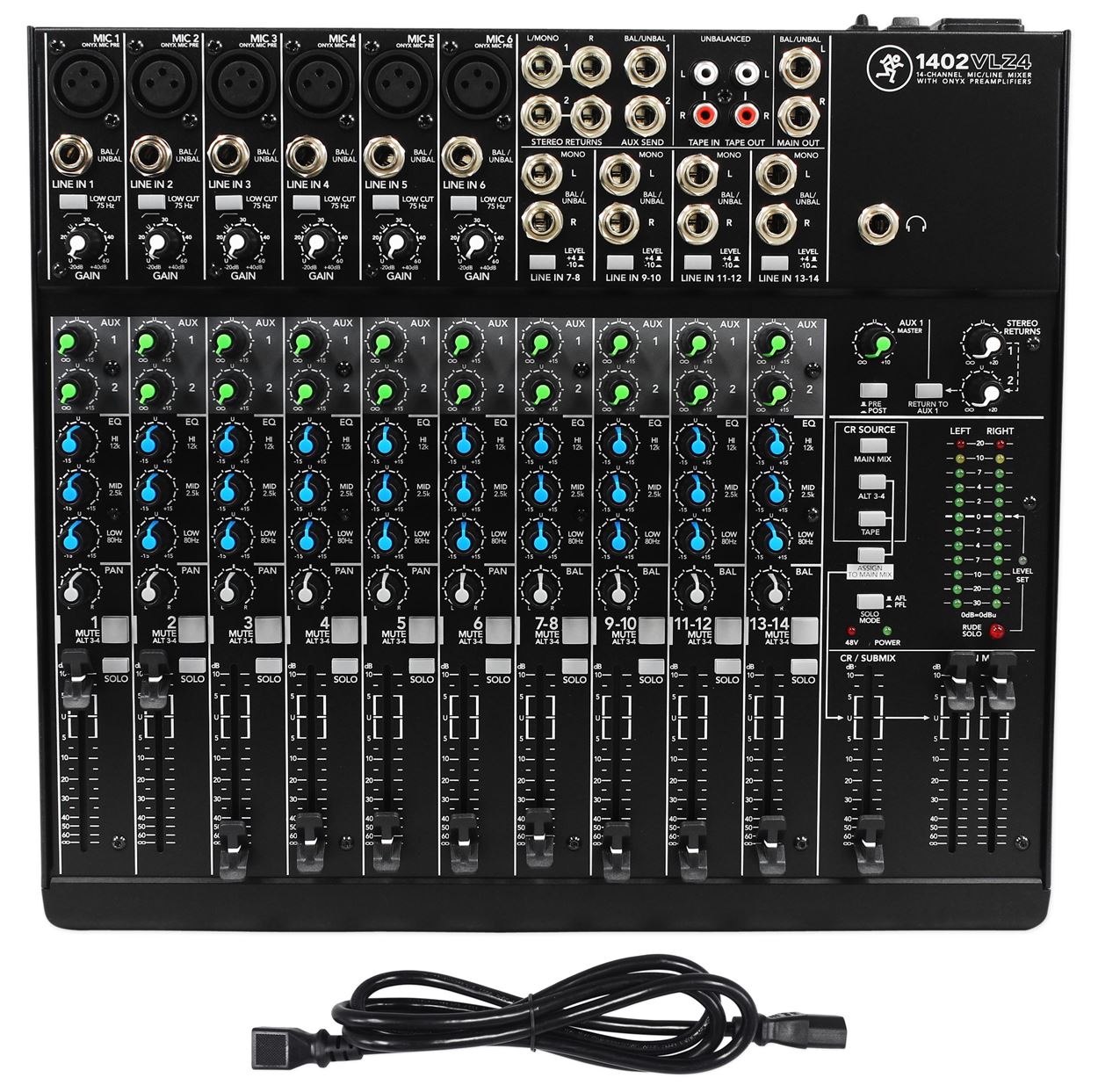 Mackie 1402VLZ4 14-Ch. Compact Analog Low-Noise Mixer w/ 6 ONYX Preamps+Stand