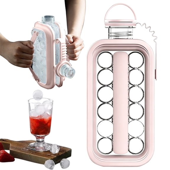 Ice Ball Maker Bottle, Portable Sphere Ice Cube Mold, Leak‑Proof Ice Ball Making Container, Dual‑Purpose Ice Kettle with Built‑in Mold, Easy‑Release Round Ice Tray for Beverage Home Bar Drink Use