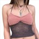 thumbnail image 2 of Tops de Crochet con Cuello Halter para Mujer, Camisetas Sin Mangas de Punto, Camisola Corta de Verano Y2K, Chaleco. Rosa M, 2 of 8