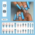 thumbnail image 5 of FCOGIN Long, Coffin, 24 Pieces, Blue, Pink, Heart, Comic, Acrylic False Nail, Press on Nail, 5 of 6