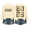thumbnail image 4 of Women Sweater Basic Fall Pullover Sweatshirt with Letter Print Round Neck Layering Top Comfort Fit Chandail Manche Longue Femme Beige L, 4 of 5