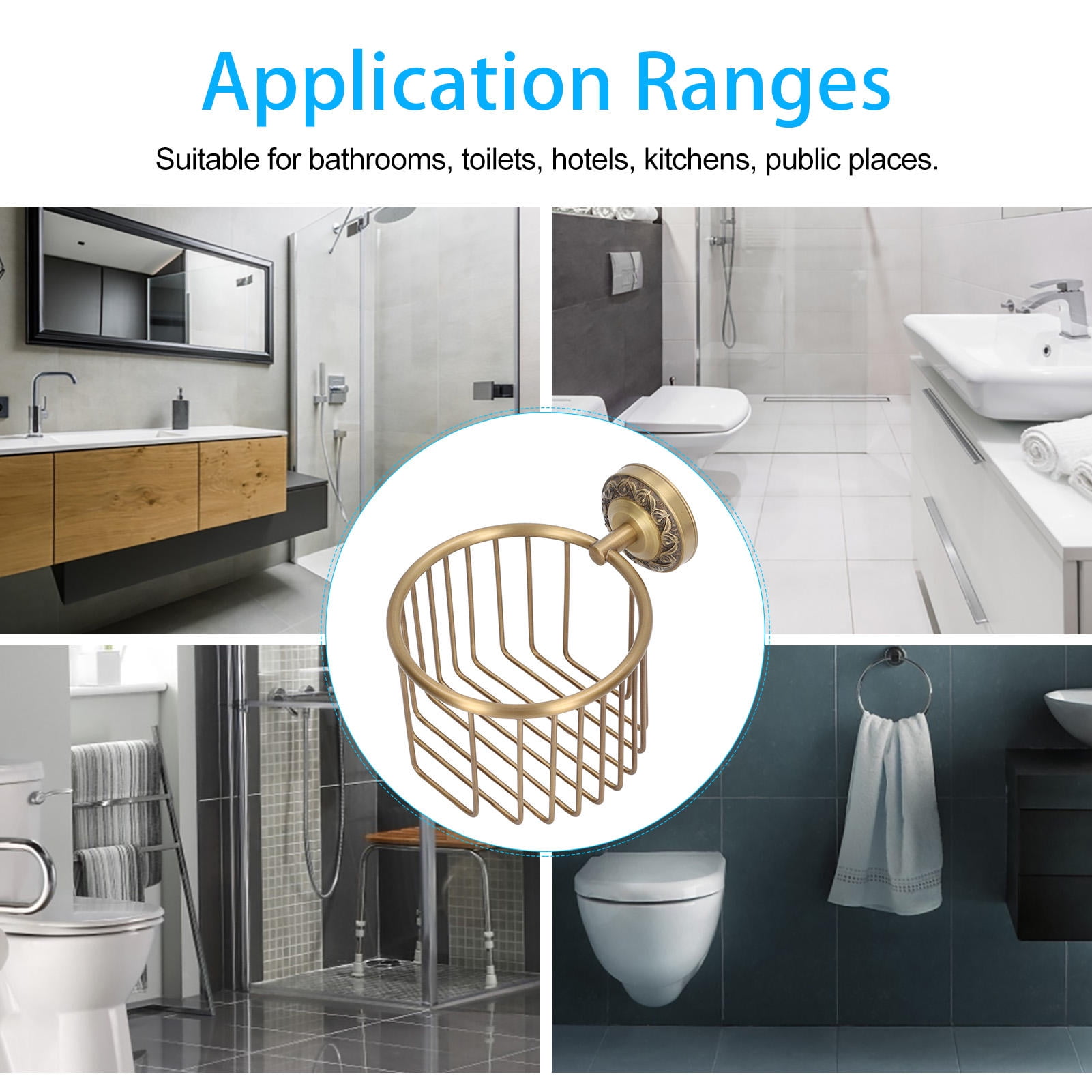 Suodoka Brass Antique Toilet Roll Holder – Punch‑Free, Stable Wall‑Mount Paper Towel Rack for Bathroom