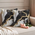 thumbnail image 2 of 2 Pack Outdoor Waterproof Throw Pillow Covers,Natural Black White Marble Gold Crack Decorative Square Pillow Case Patio Pillowcases for Chair Couch Sofa 16x16in, 2 of 9