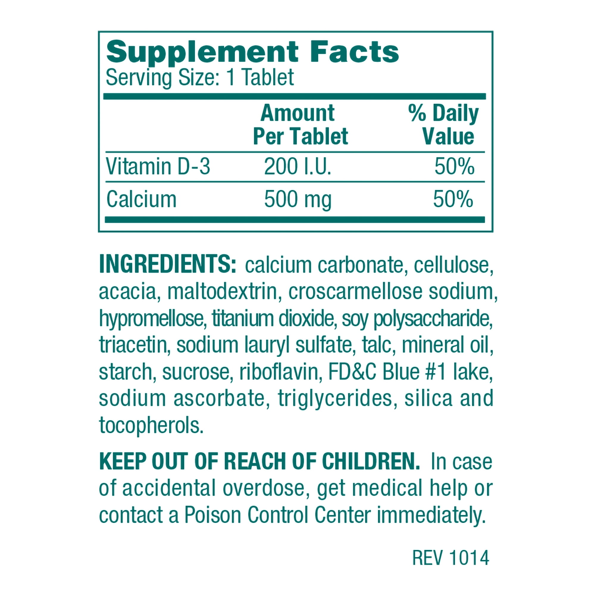 Geri-Care Oyster Shell Calcium Tablets Plus Vitamin - 500 mg, 200 IU Strength, 1000 Ct