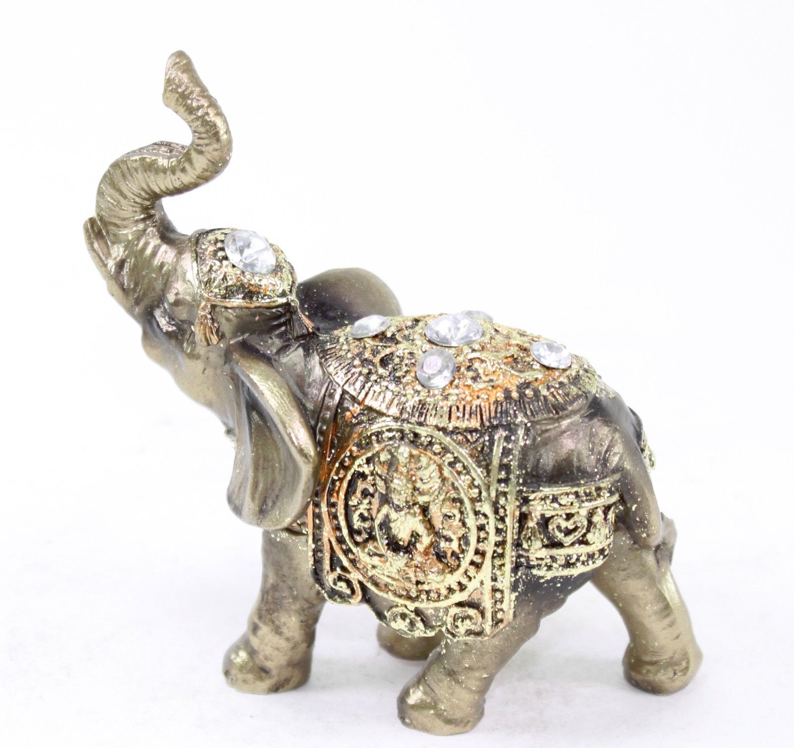 4" Feng Shui Bronze Elephant Trunk Statue Wealth Lucky Figurine Gift Home Decor G16558