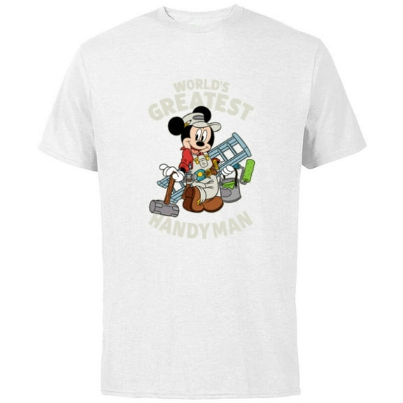 Disney Mickey Mouse "World's Greatest Handyman" - Short Sleeve Cotton T-Shirt for Adults - Customized-White