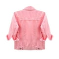 thumbnail image 5 of DondPO Jean Jacket Women Women's 3/4 Sleeve Colored Cropped Denim Jacket Light Jacket Time Coat Womens Jean Jacket Womens Denim Jacket Pink L, 5 of 7
