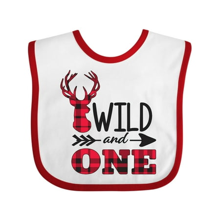 

Inktastic Plaid Deer Wild and 1 with Arrow Gift Baby Boy or Baby Girl Bib