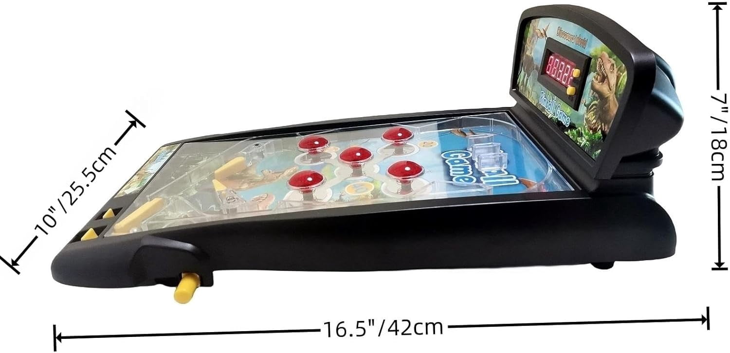 Dinosaur Electronic Pinball Game,Trisquirrel Tabletop Arcade Pinball Machine with Lights & Sounds Effects,LED Digital Scoreboard,Suitable for Kids & Adults,Age 8+