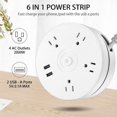 thumbnail image 2 of Retractable Power Space Saving Power Surge Protector - 4 Socket Flat Plug Strip  with Smart 2 USB  70.8 inch Long Extension Cable Suitable for Travel or Home Use, 2 of 5