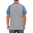 thumbnail image 3 of INSPIRE CHIC Men's Raglan Retro Colorblock Short Sleeve Button Down Henley Shirt L Light Gray, 3 of 5
