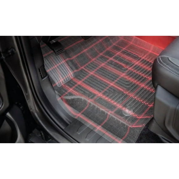 Fits 2022-2022 Jeep Grand Wagoneer Husky Liner Floor Liner 99111 WeatherBeater; Molded Fit; Raised Ridge; Black; TPO Thermoplastic Olefin; 3 Piece