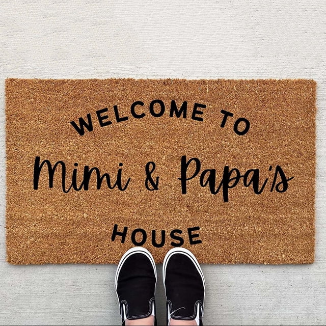 Welcome To Mimi And Papa's Funny Cute Doormat Door Mat Welcome Doormat Funny Doormat New Home Door Mat Dorm Rugs Blanket Throw Blanket Fuzzy 311 Blanket Blanket Throw Throw Blanket with Matching