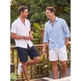 thumbnail image 4 of RICHCOIN Mens Linen Shorts Adjustable Drawstring Elastic Waist Relaxed Fit Summer Outdoor Beach Shorts With Pockets, 4 of 7