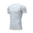 thumbnail image 4 of Men's Compression Shirt Short Sleeve Sports Athletic Baselayer Workout Tops Muscle Shirts White XXXL, 4 of 4