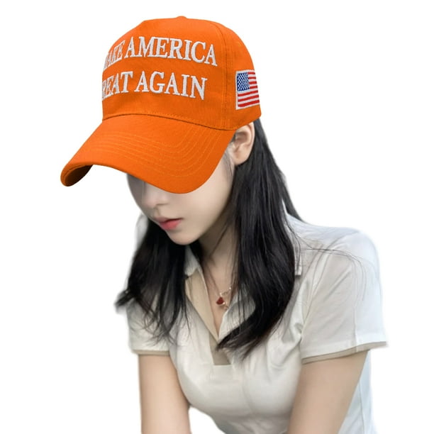 2024 Nueva Béisbol Venta Caliente Transfronteriza Sombrero Electoral EE. UU. Bordada Con Visera Protección Solar Sombrero para (agregue 0.4 Individual OPP (naranja