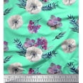thumbnail image 1 of Soimoi Satin Silk Fabric Leaves,Succulent & Anemone Flower Print Sewing Fabric Yard 42 Inch Wide, 1 of 1