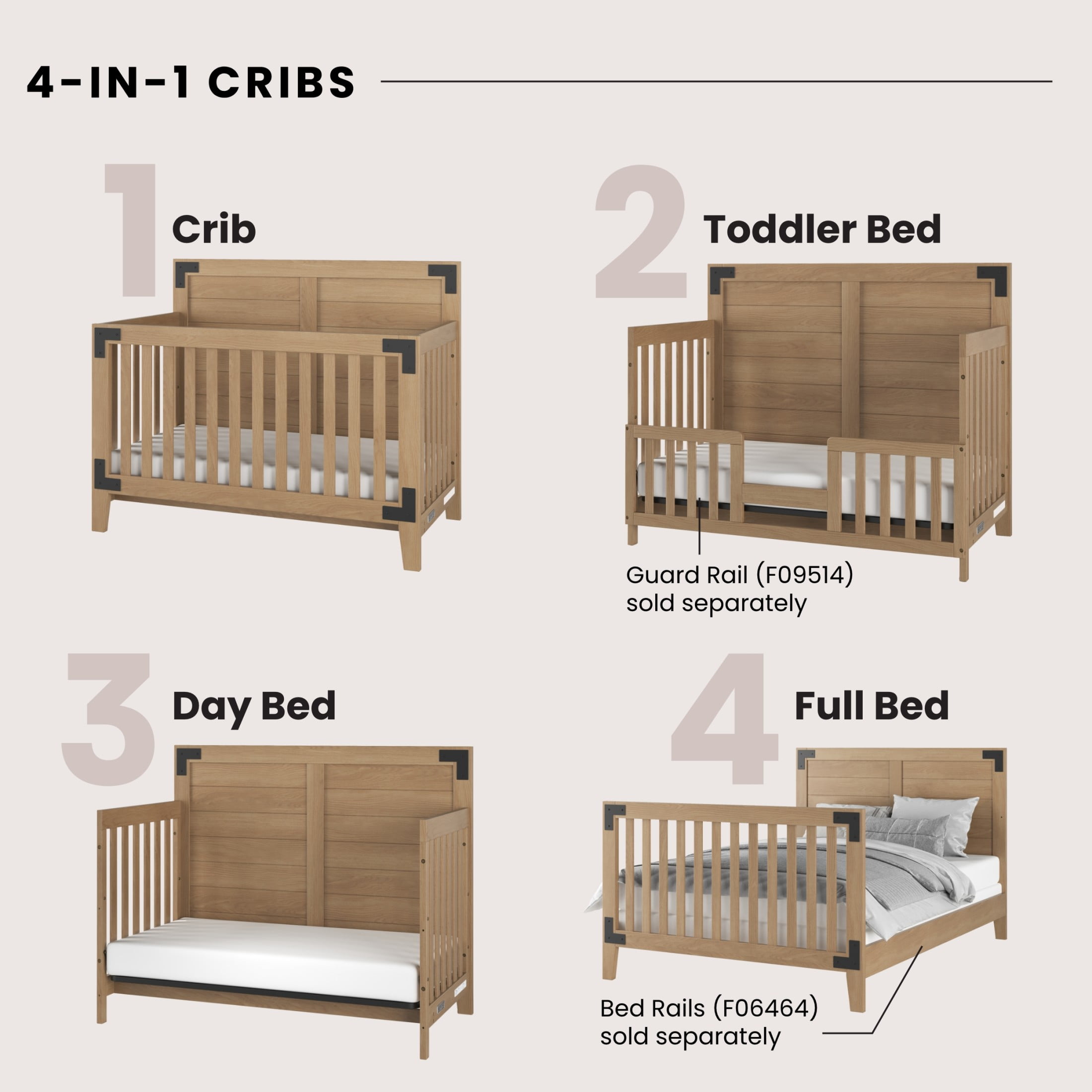 Child Craft Lucas Crib and Dresser Nursery Set, 4-in-1 Convertible Crib with 3-Drawer Dresser, Nutmeg, 2-Piece