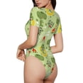 thumbnail image 2 of Vsdgher Cute Dinosaurs Cartoon Prinr Short Sleeve Body suit for Womens, Sexy Onesie One Piece Round Neck Bodysuit Shapewear Tummy Control-XX-Large, 2 of 7