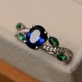 thumbnail image 2 of 2Ct Oval Cut Simulated Blue Sapphire Women's Engagement Gift Ring 14K White Gold Plated, 2 of 3
