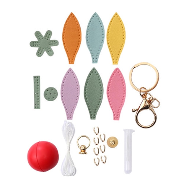 Rongfmy DIY Sewing Keychain Kit Colorful Car Key Chain Party Favors Bag Charm Making Multicolor