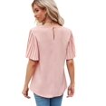 thumbnail image 3 of Womens Tops 2025 Fashion Bell Sleeve Casual T Shirts Summer Crewneck Basic Tee Cute Blouses Pink S, 3 of 7
