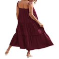 thumbnail image 5 of PENGXIANG Robe Longue Maxi à Bretelles Spaghetti d'Été pour Femmes Robe à Volants Haute Basse Robe Longue Ample à Étages Fluide de Plage Abricot TG, 5 of 5
