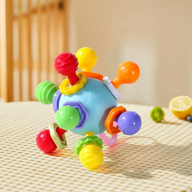 ZZkhGO Sphère à Saisir, Balle d'Activité Texturée Multisensorielle avec Rotation et Hochet, Jouet d'Exploration Tactile pour l'Apprentissage Précoce et le Jeu Sensoriel
