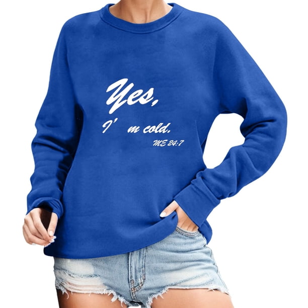 Gibobby Sudaderas para Mujer Sudadera de forro polar de manga larga para mujer(Azul,M)