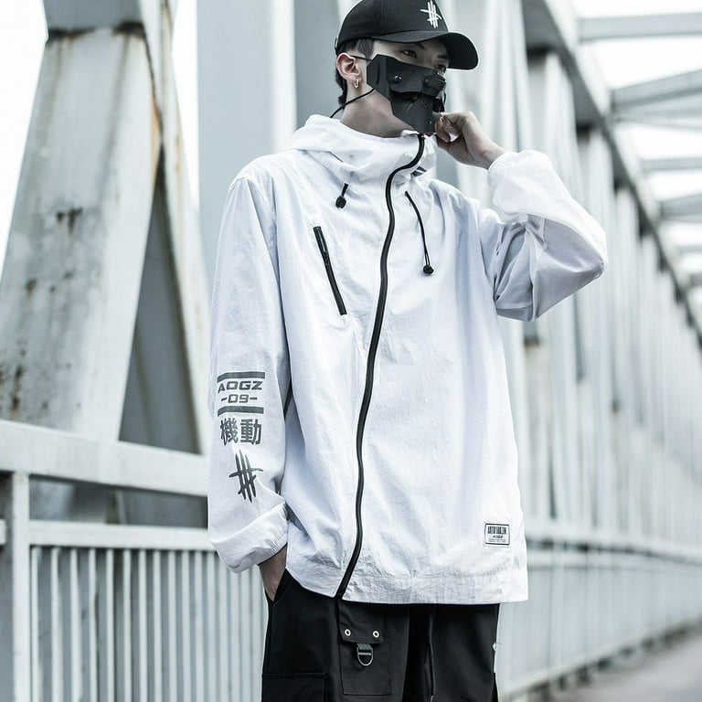 Niepce Inc White Lightweight Summer Jacket Men's Japanese Streetwear  Windbreaker