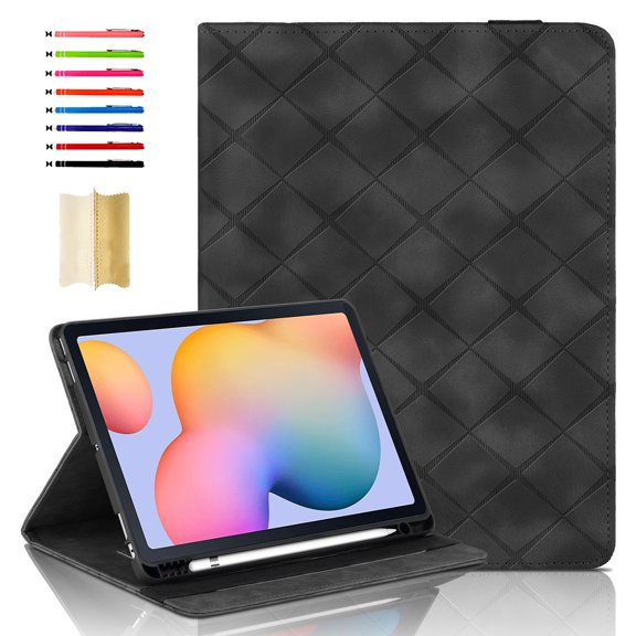 Elastic Band PU Leather Case for Samsung Galaxy Tab S6 Lite 10.4" 2024 / 2022 / 2020 with Pencil Holder, Smart Folio Cover Adjustable Stand - Auto Wake/Sleep and Multiple View Angles, Black