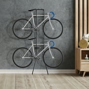 BENTISM 2 Bike Storage Rack, Free Standing Vertical Bike Rack Holds Up to 90 lbs
