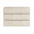 thumbnail image 2 of BNM Napa Zero Twist Cotton Waffle Bath Towel Set of 3, Ivory, 2 of 12
