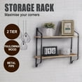 thumbnail image 2 of 2 Tier Industrial Retro Bookshelf Black Wall Ceiling Mounted Open Bookshelf Parts Bracket Iron Pipe Shelf, 2 of 16