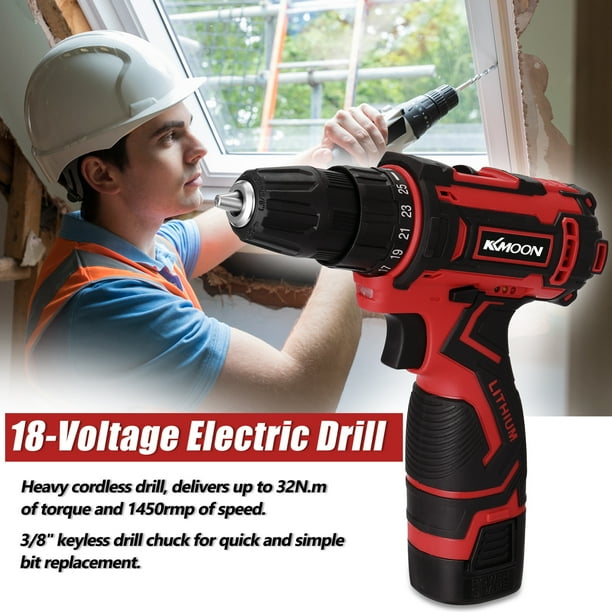 Amdohai 18V Multifunctional Electric Cordless Drill High power Lithium Battery Wireless Rechargeable Hand Drills Brush Motor Home DIY Electric Power