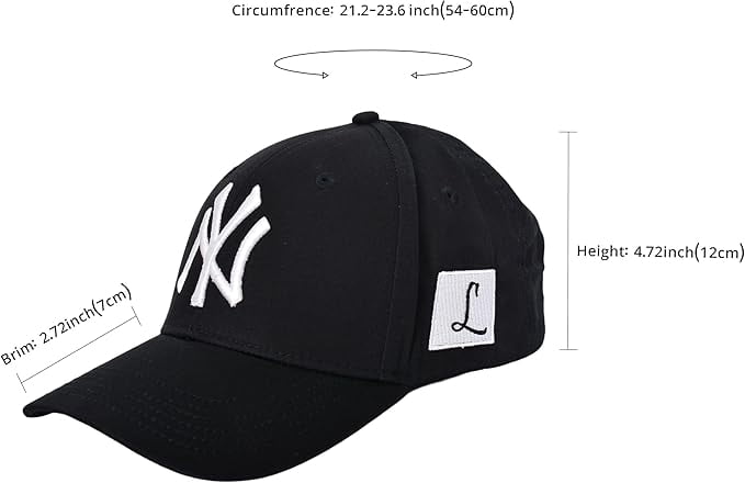 Adjustable Cap Hat for Man & Women |NY Hat| with Exquisite Embroidery |One Size| |Black|