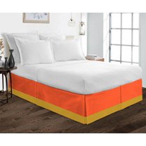 D.N.G. BEDDINGS 1 Piece Split Corner Two Tone Tailored Bed Skirt, King Size 26 Inch Deep Pocket, 800 Thread Count, 100% Egyptian Cotton, Solid Orange/Gold Color.