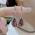 thumbnail image 3 of harmtty 1 Pair Hook Earrings High-class Temperament Elegant Rhinestone Gift Faux Purple Crystal Waterdrop Dangling Earrings Fashion Jewelry,Purple, 3 of 8