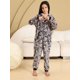 thumbnail image 1 of Pijamas navideños con capucha para niños, Onesies de franela, disfraces de invierno para niñas, estampado azul marino, Jumpusit, 1 of 4