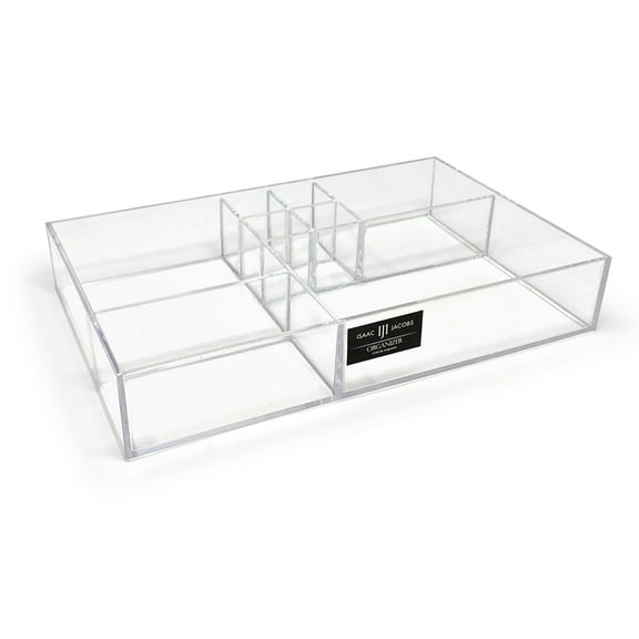 Isaac Jacobs 8-Compartment Clear Acrylic Drawer Organizer, Multi-Sectional Tray & Storage Solution