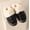 Black, variant on Faux Fur Slippers - Sequin-Embellished Warm Indoor Footwear for Women