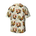 thumbnail image 2 of Easygdp Colorful Roosters Men's Casual Short-sleeved Shirt with Pocket and Button Suitable for Beach Vacation Leisure - 3X-Large, 2 of 7