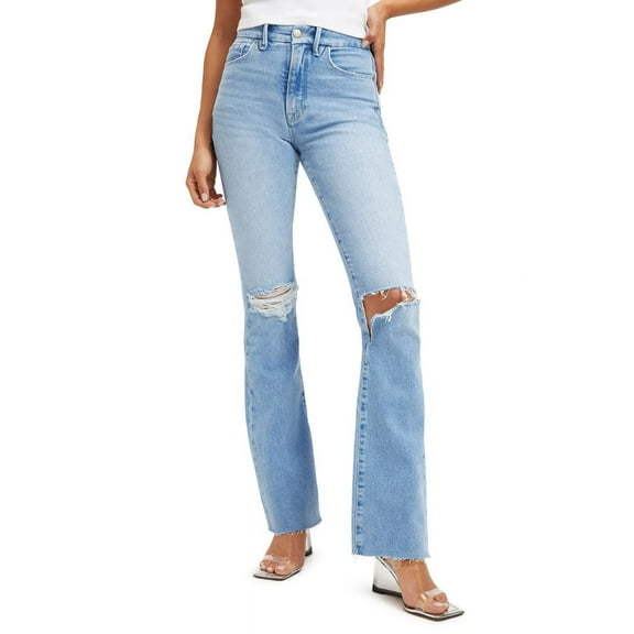 Good American INDIGO129 Women's Good Classic Raw Hem Ripped Jeans US 00/24